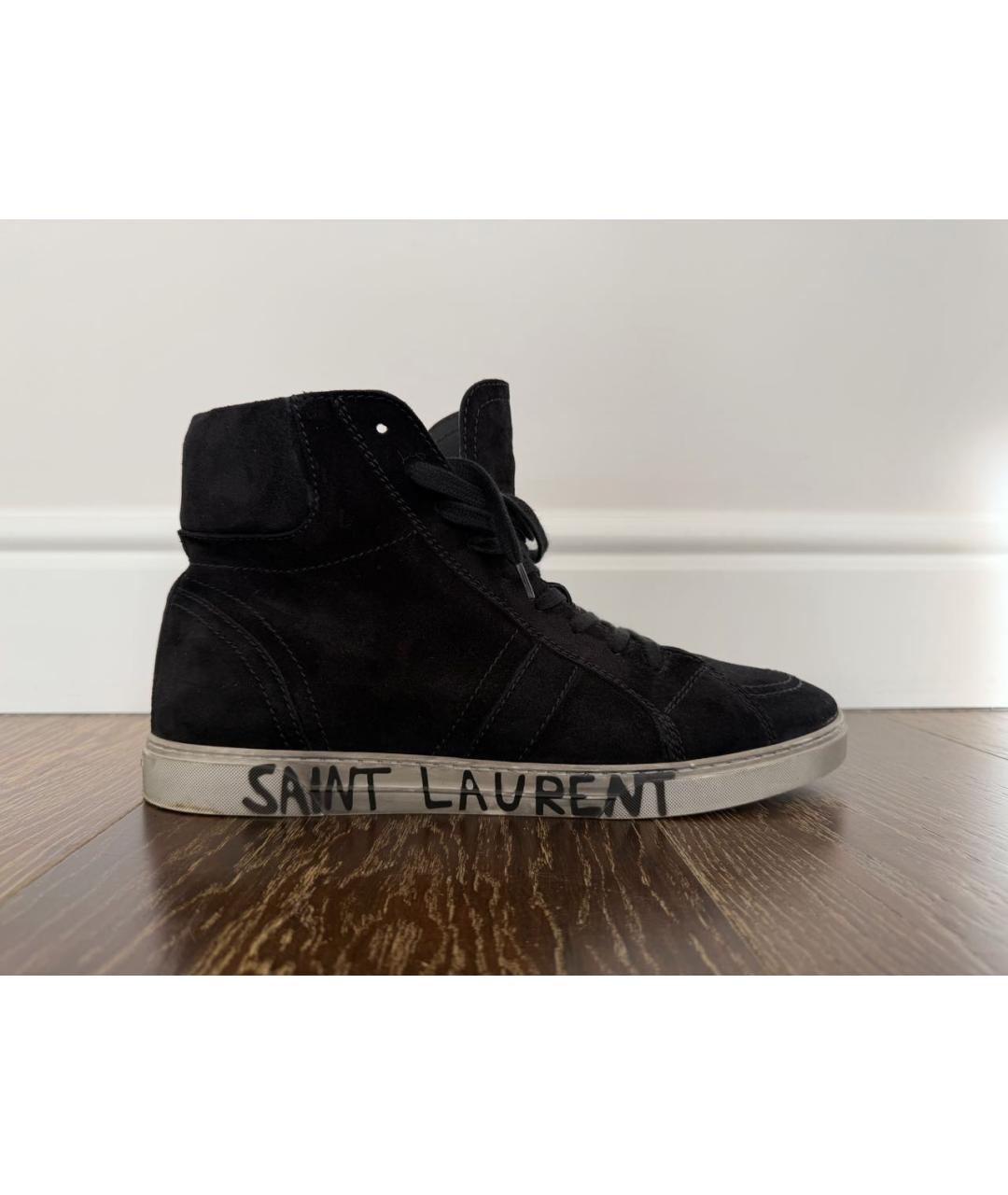 SAINT LAURENT Черные замшевые высокие кроссовки / кеды, фото 8
