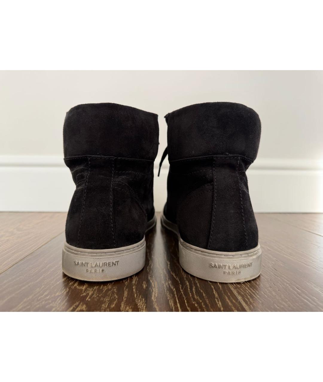 SAINT LAURENT Черные замшевые высокие кроссовки / кеды, фото 4