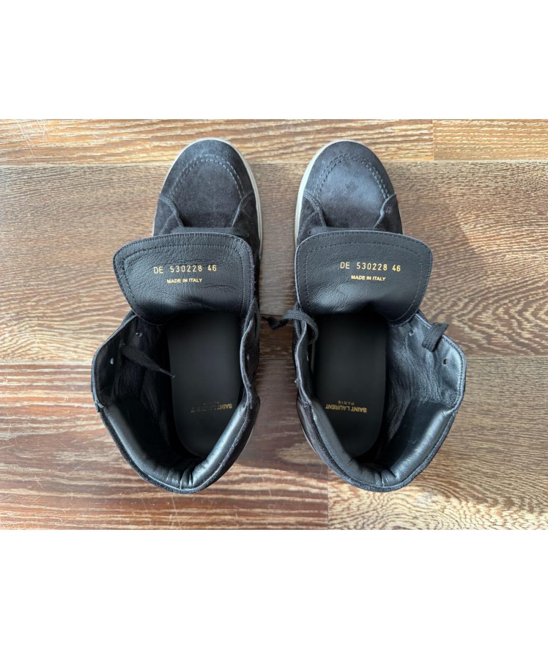 SAINT LAURENT Черные замшевые высокие кроссовки / кеды, фото 3