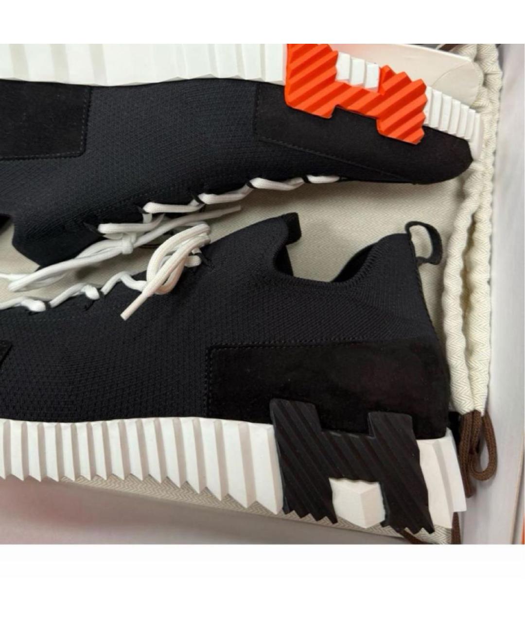 HERMES Черные текстильные низкие кроссовки / кеды, фото 4