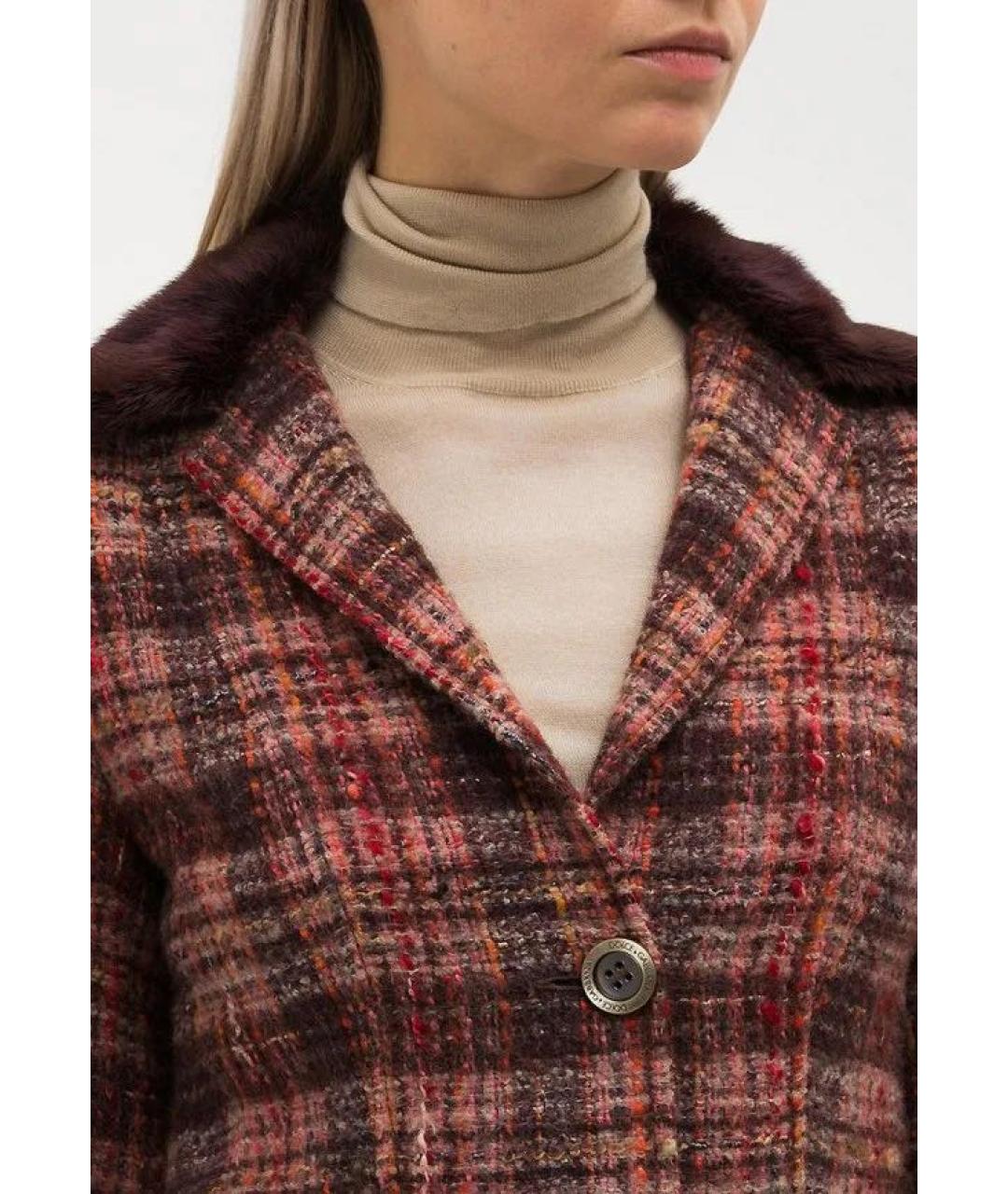 DOLCE&GABBANA Бордовое твидовое пальто, фото 4