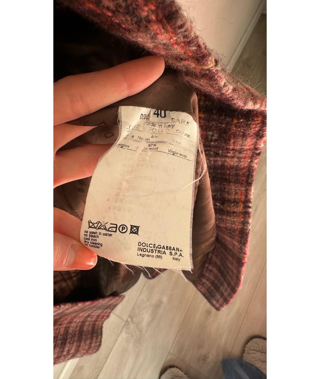 DOLCE&GABBANA Бордовое твидовое пальто, фото 5