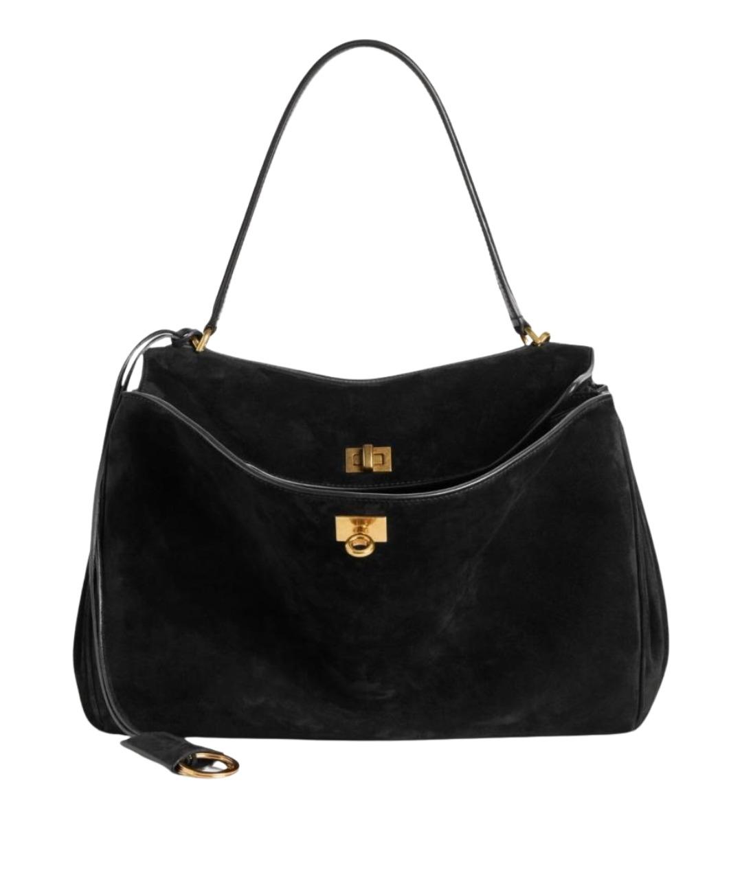 BALENCIAGA Черная замшевая сумка тоут, фото 1