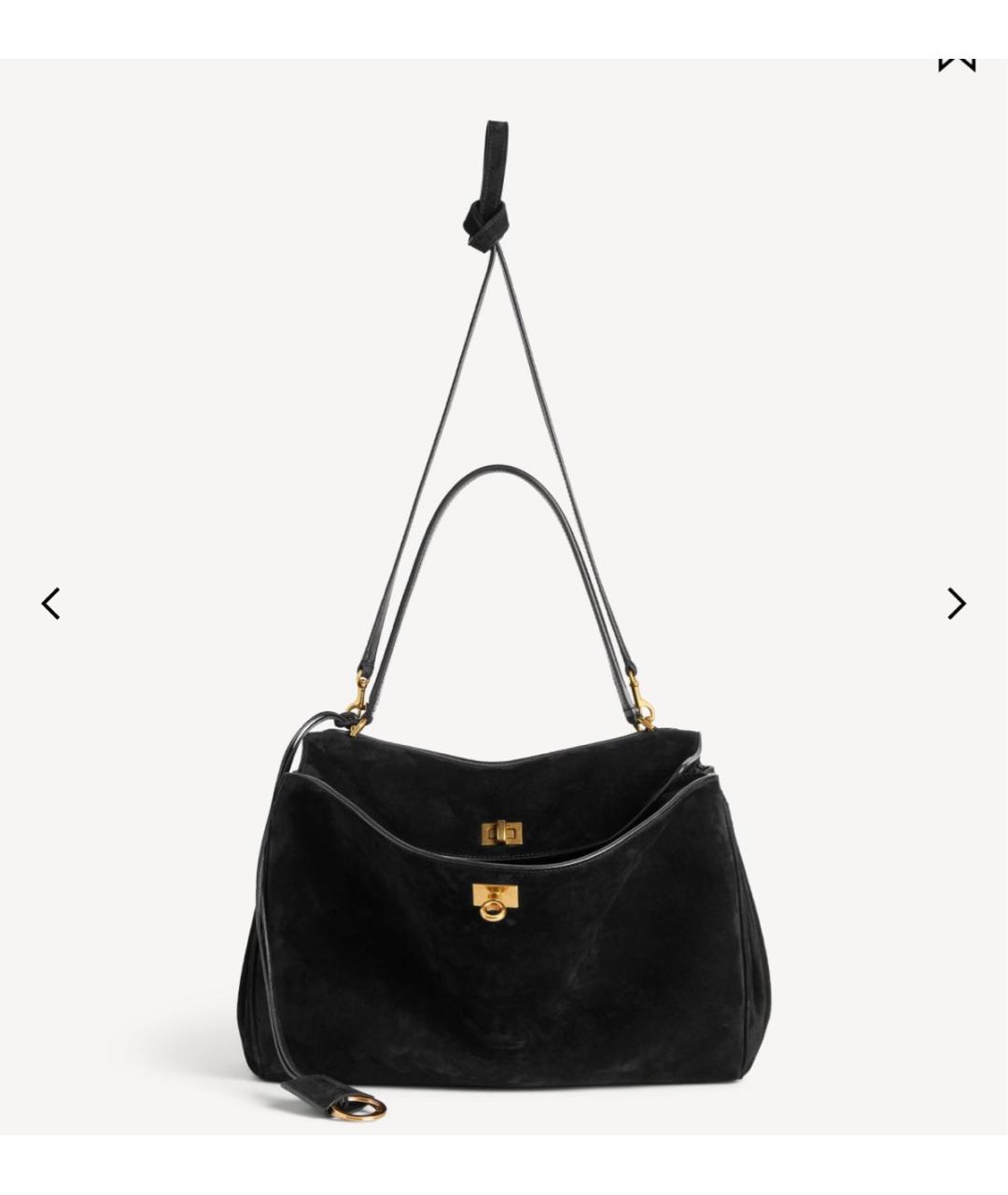 BALENCIAGA Черная замшевая сумка тоут, фото 3