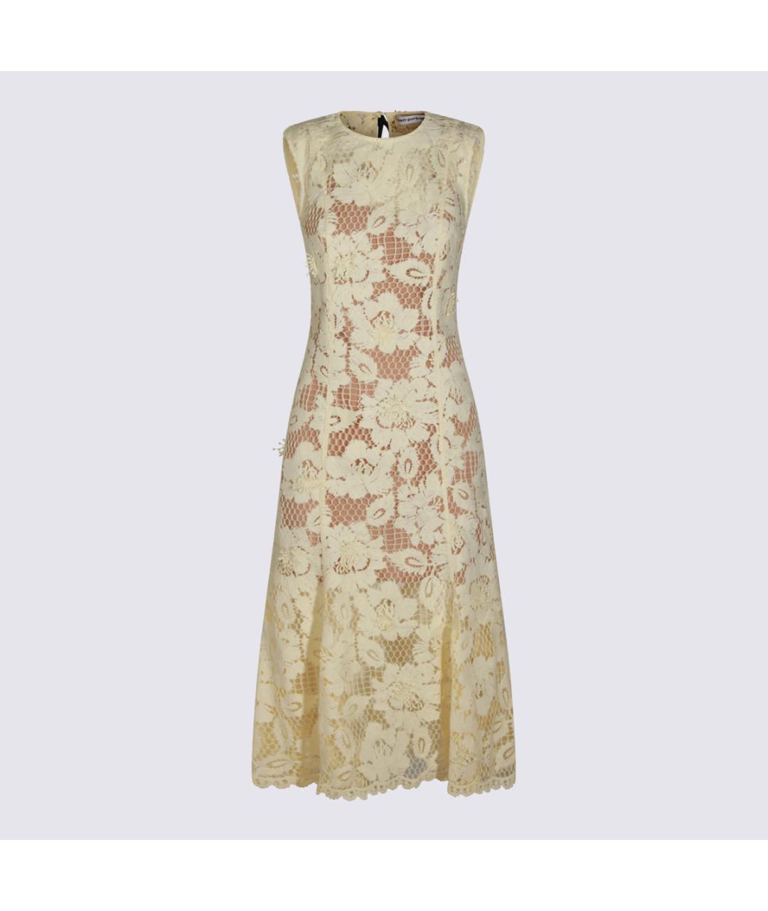 SELF-PORTRAIT Желтое синтетическое коктейльное платье, фото 4