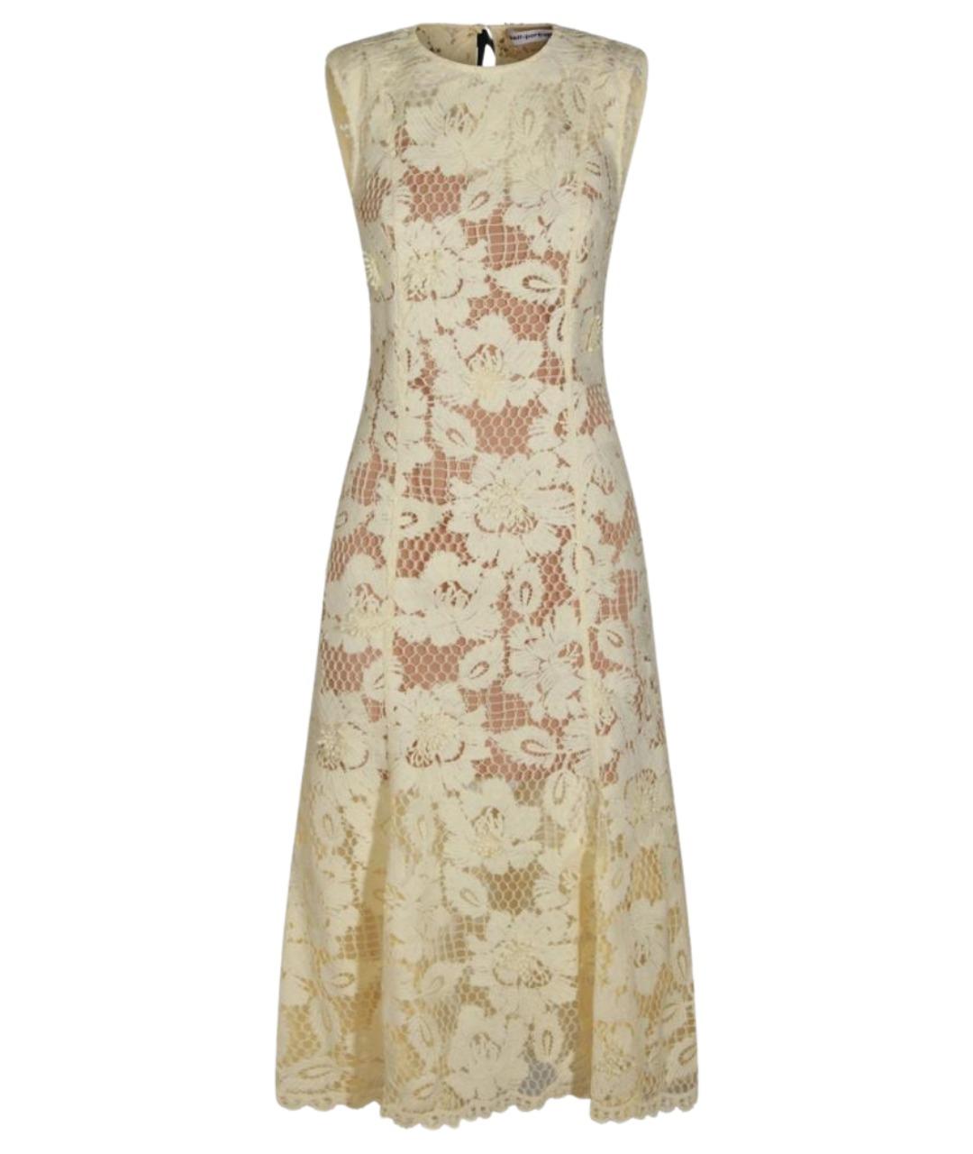 SELF-PORTRAIT Желтое синтетическое коктейльное платье, фото 1