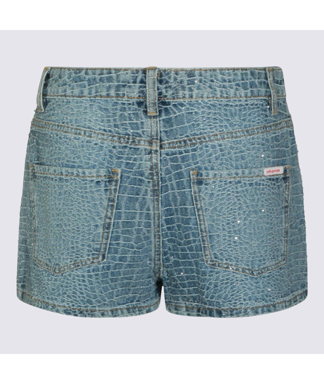 SELF-PORTRAIT Синие полиэстеровые шорты, фото 2