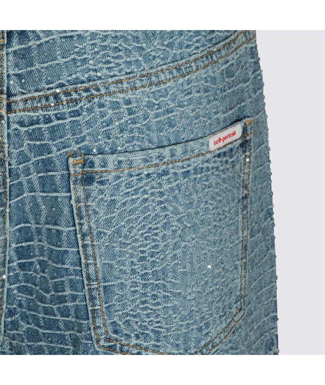 SELF-PORTRAIT Синие полиэстеровые шорты, фото 4