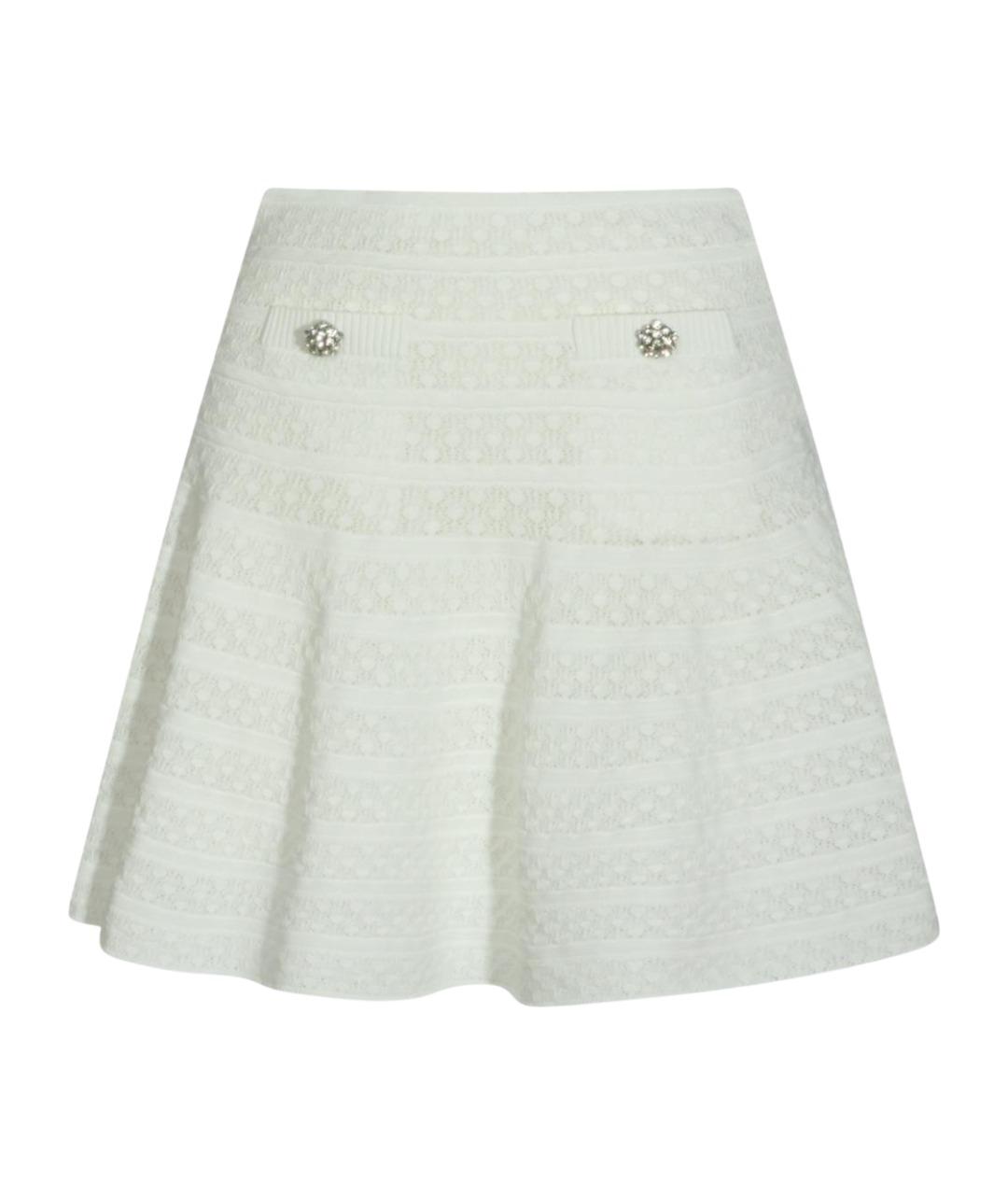 SELF-PORTRAIT Белая полиэстеровая юбка мини, фото 1