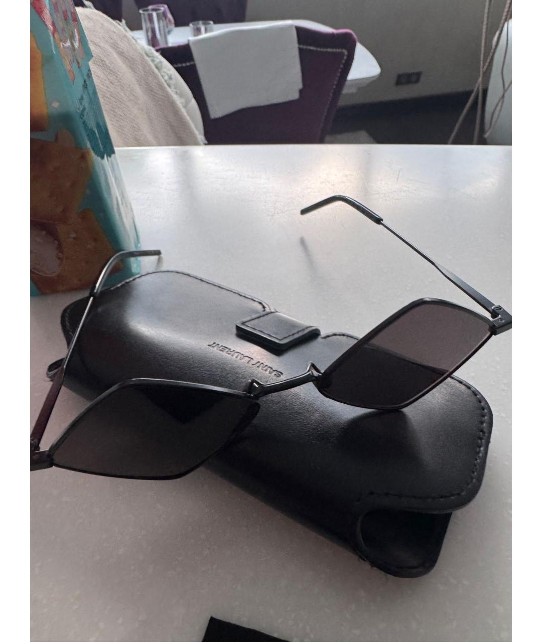 SAINT LAURENT Черные металлические солнцезащитные очки, фото 2