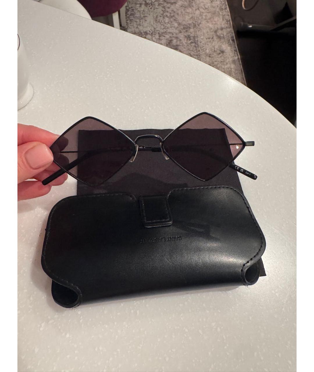 SAINT LAURENT Черные металлические солнцезащитные очки, фото 4