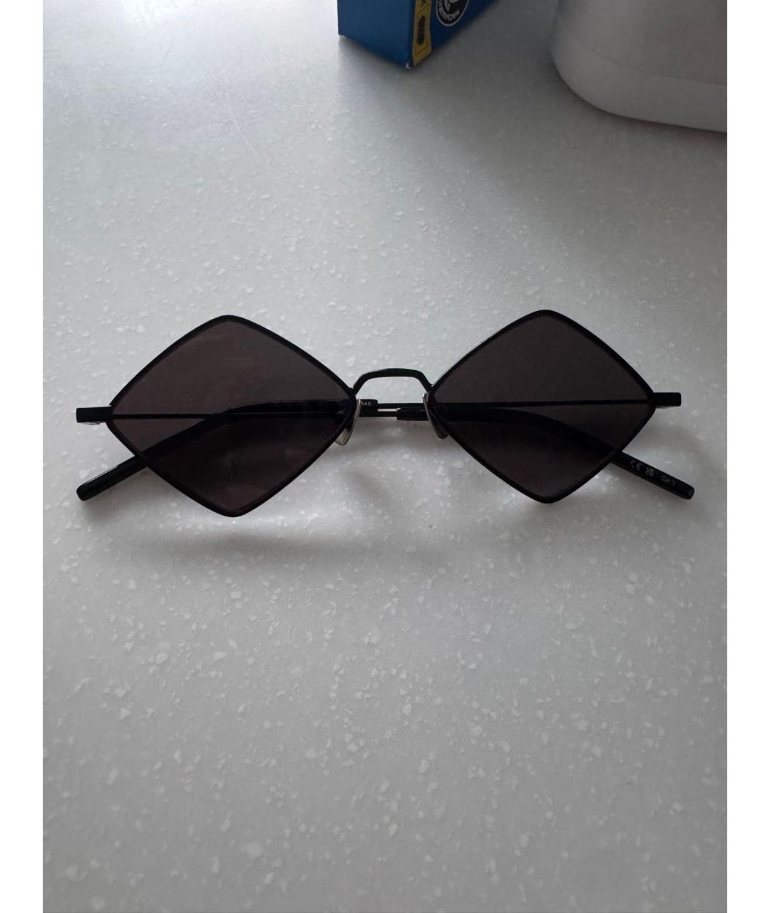 SAINT LAURENT Черные металлические солнцезащитные очки, фото 5