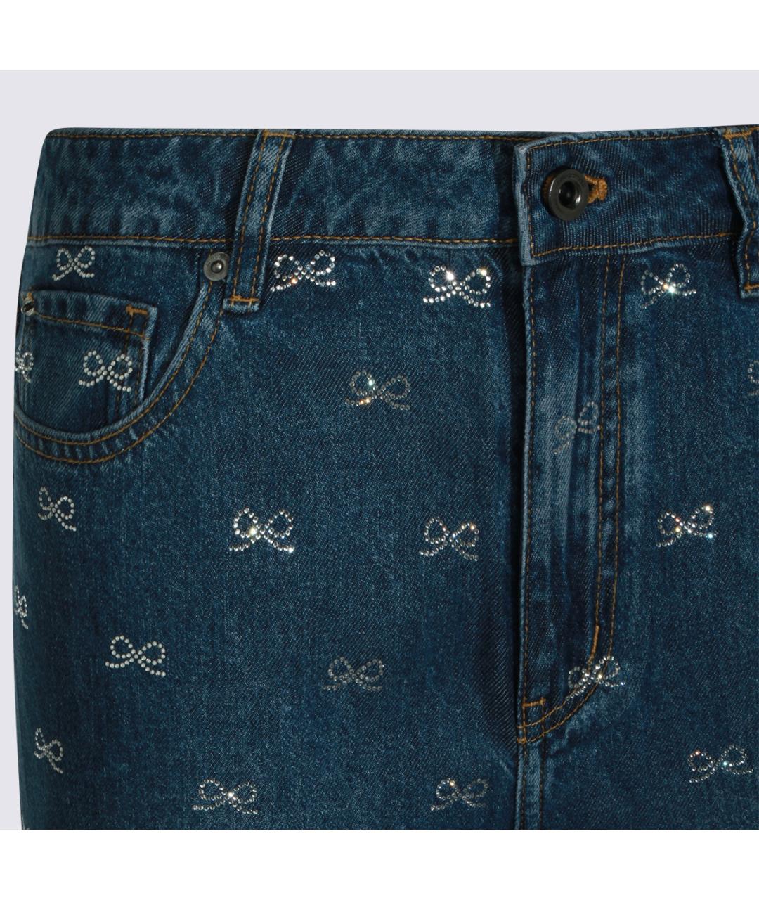 SELF-PORTRAIT Синие хлопковые прямые джинсы, фото 3