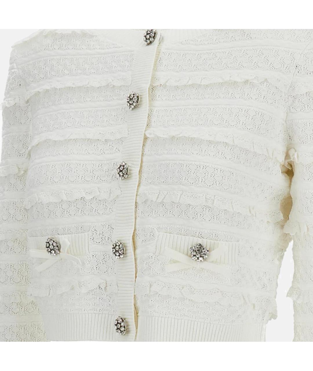 SELF-PORTRAIT Белый полиэстеровый кардиган, фото 3
