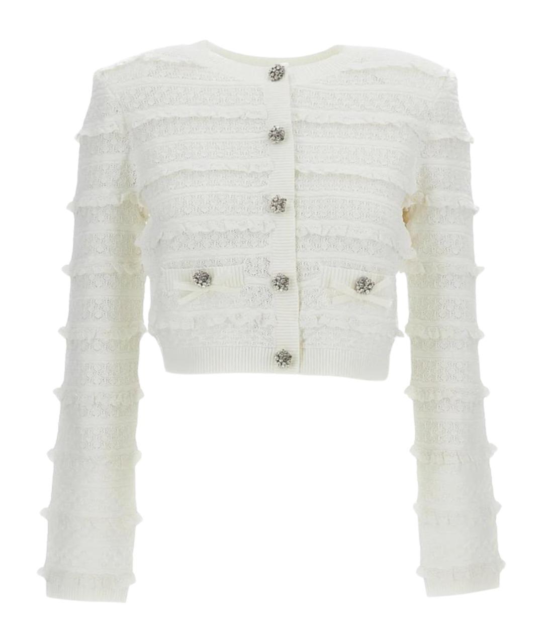 SELF-PORTRAIT Белый полиэстеровый кардиган, фото 1