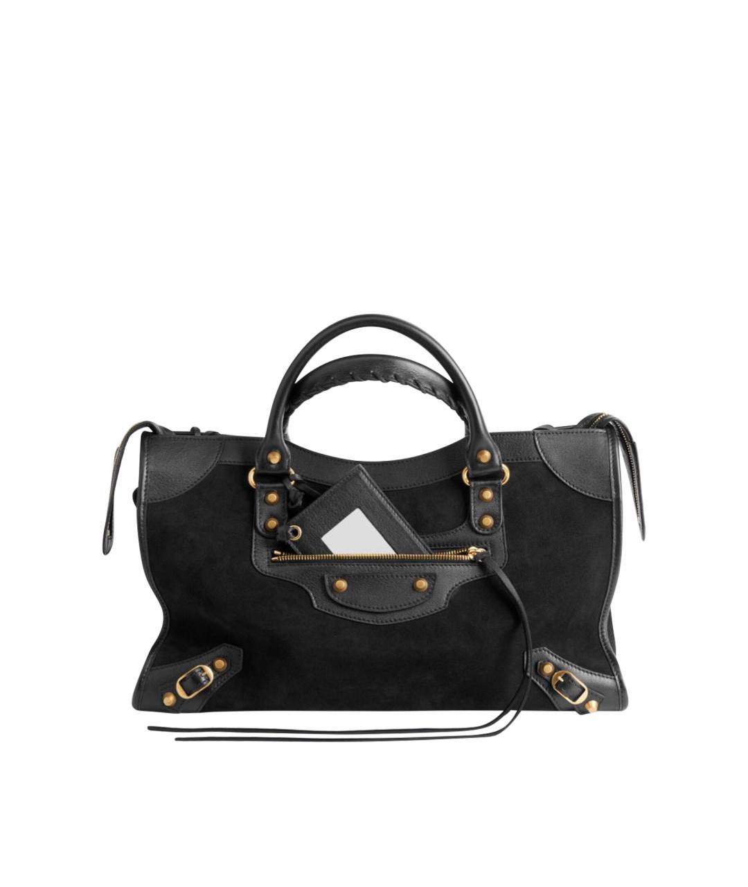 BALENCIAGA Черная замшевая сумка тоут, фото 1