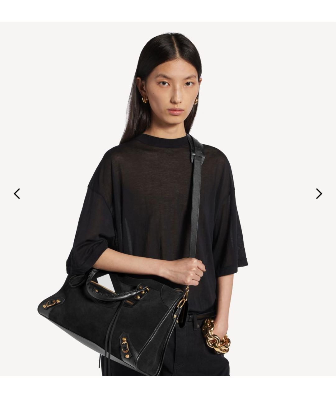 BALENCIAGA Черная замшевая сумка тоут, фото 4