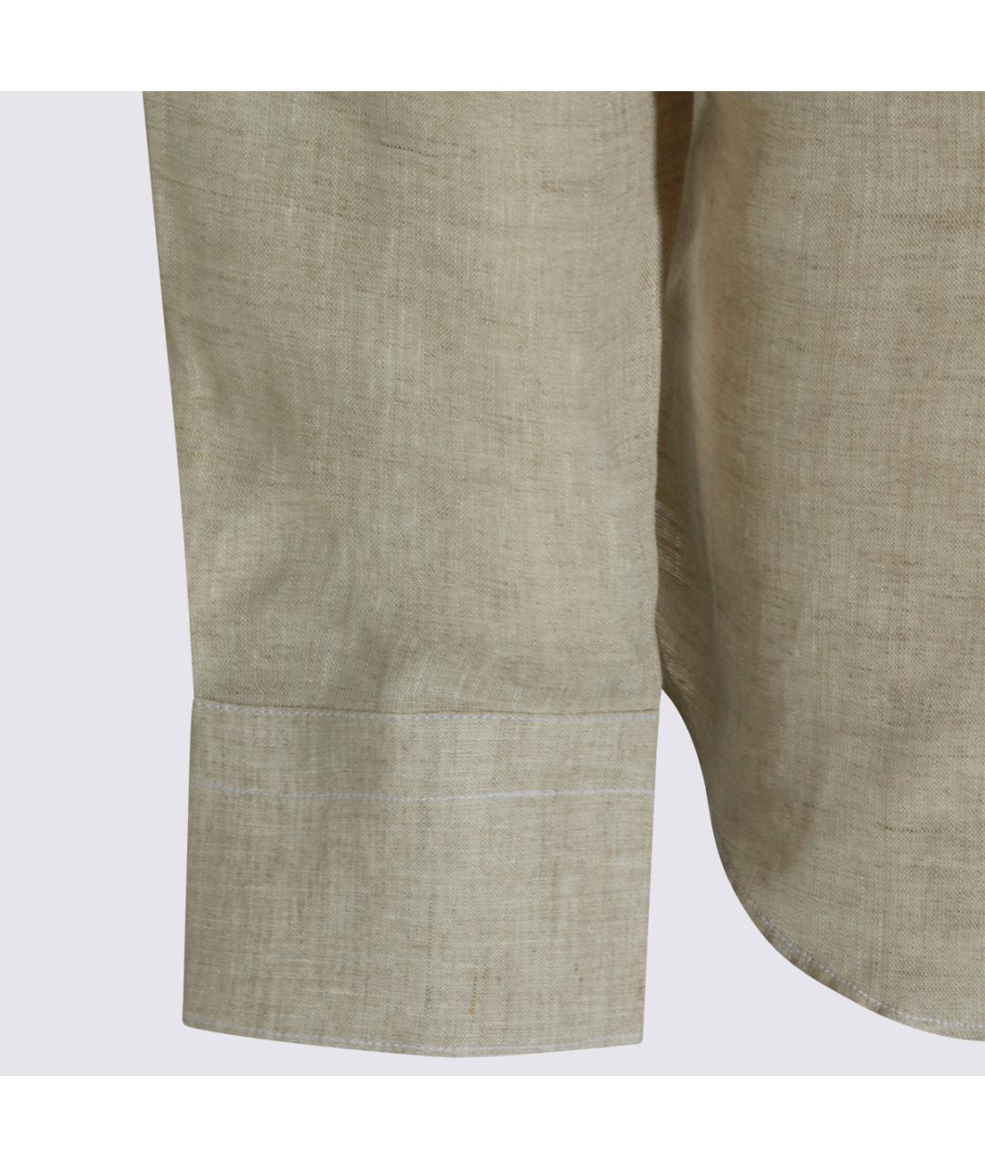 CANALI Бежевая льняная кэжуал рубашка, фото 3