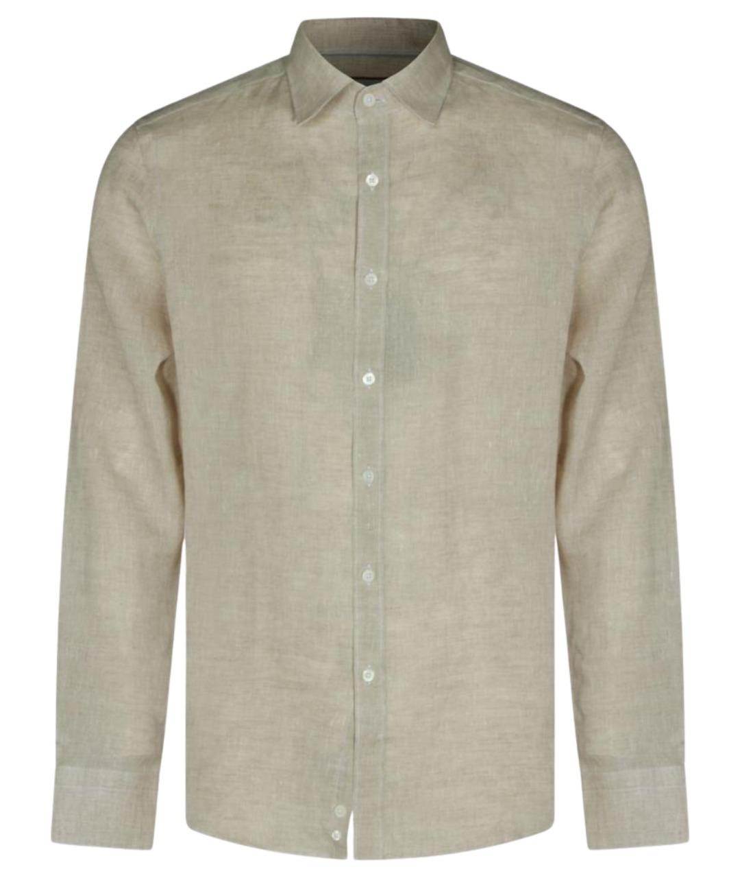CANALI Бежевая льняная кэжуал рубашка, фото 1
