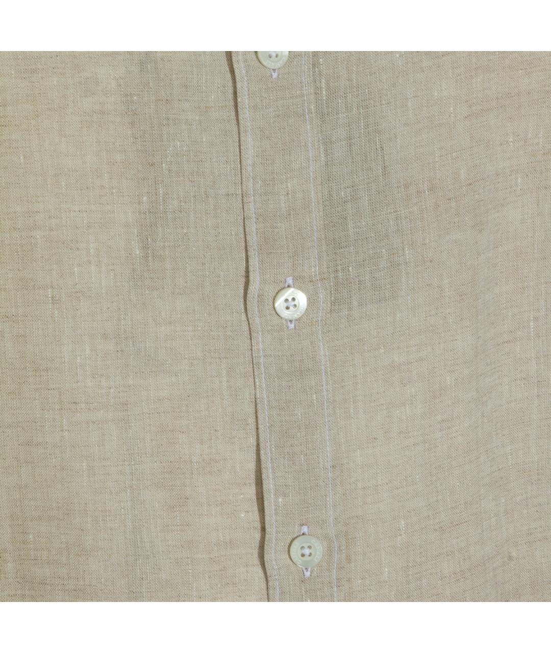 CANALI Бежевая льняная кэжуал рубашка, фото 4
