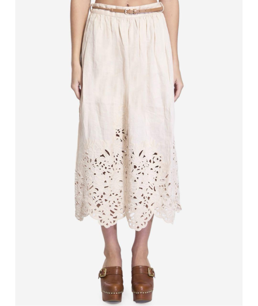 ZIMMERMANN Бежевый льняной костюм с юбками, фото 2