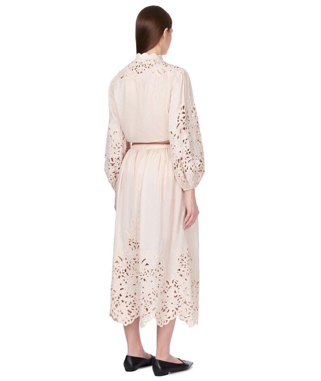 ZIMMERMANN Бежевый льняной костюм с юбками, фото 4