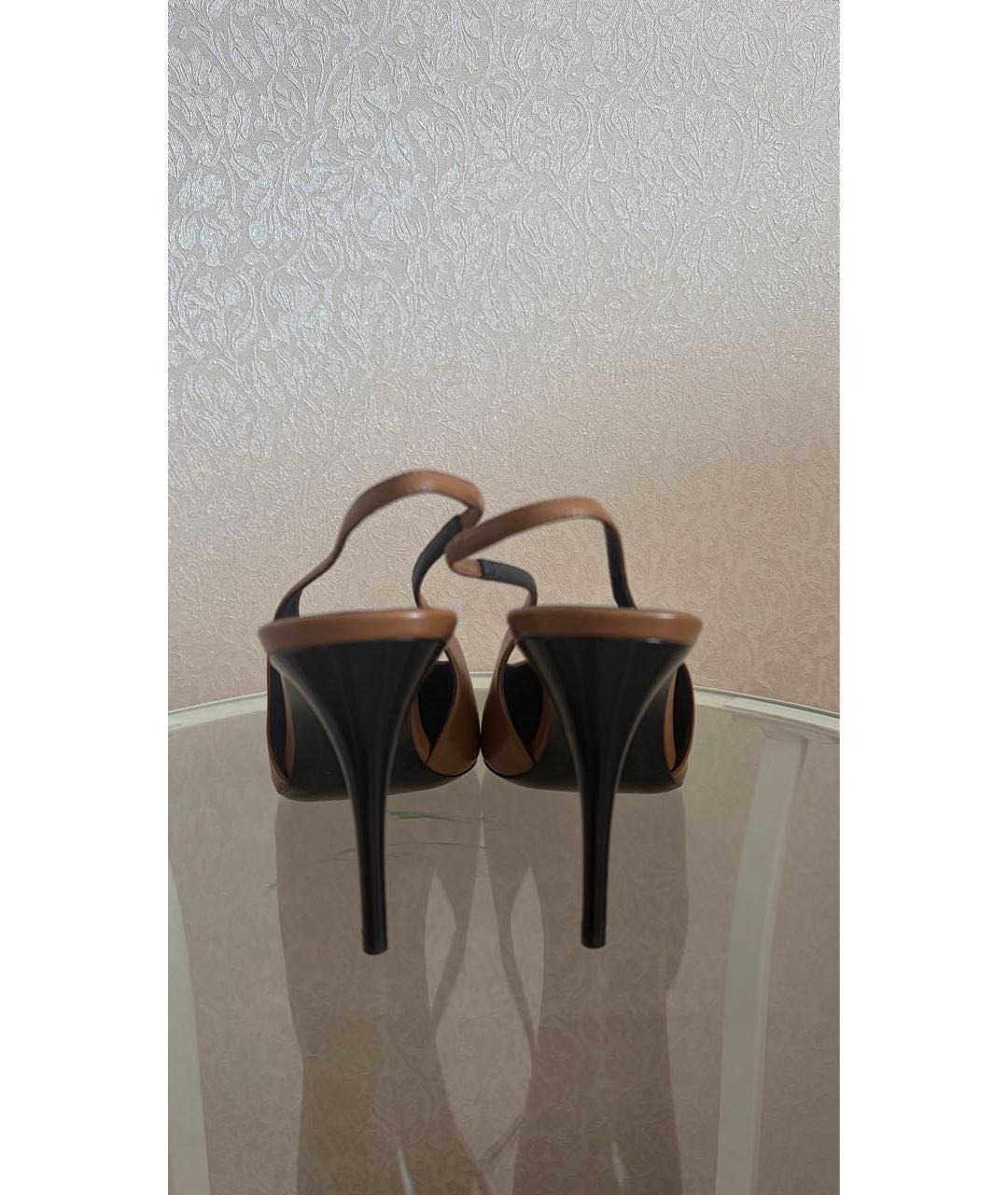 SAINT LAURENT Коричневые кожаные туфли, фото 4