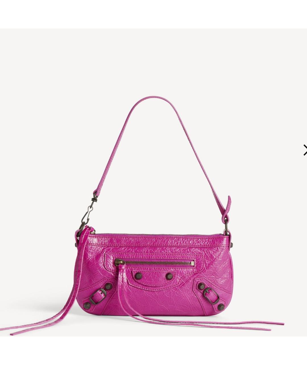 BALENCIAGA Фуксия кожаная сумка с короткими ручками, фото 4