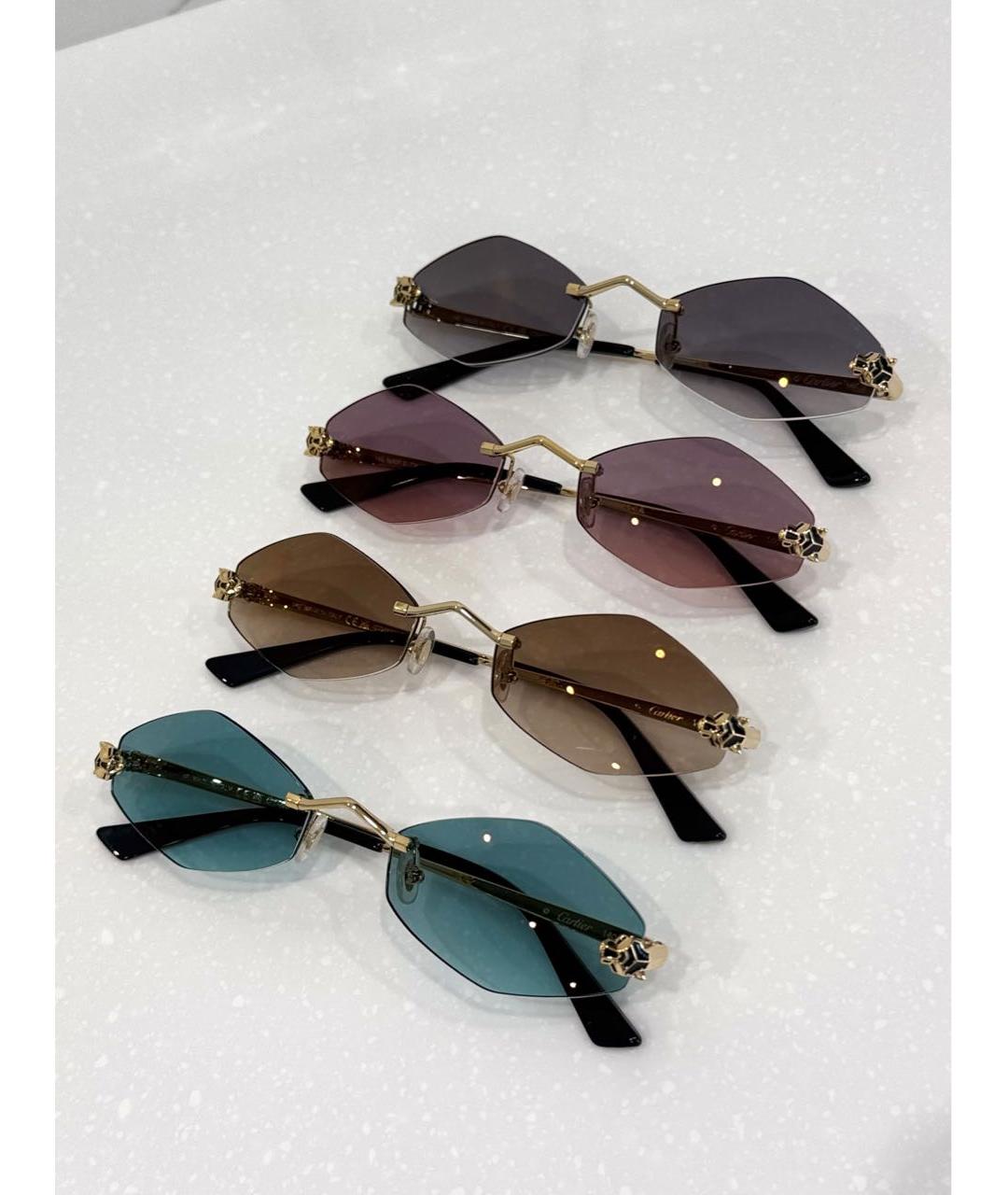 CARTIER Коричневые металлические солнцезащитные очки, фото 4