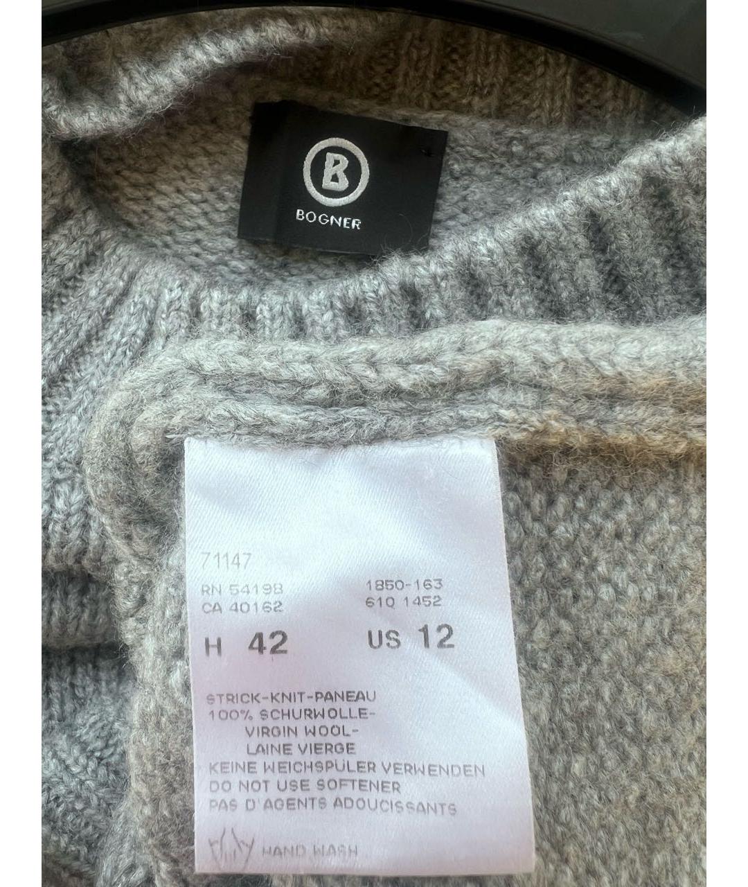 BOGNER Серый шерстяной джемпер / свитер, фото 3