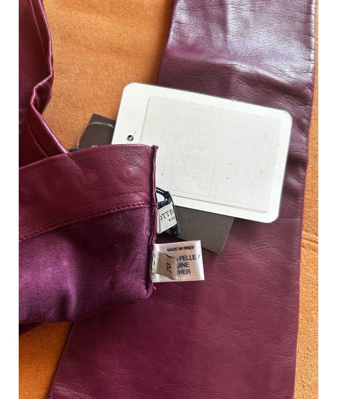 BOTTEGA VENETA Фиолетовые кожаные перчатки, фото 5