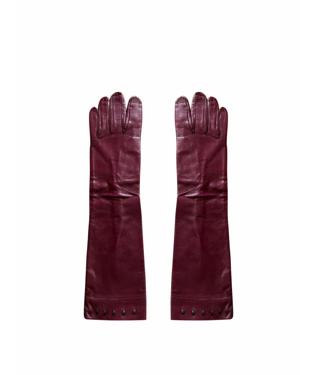 BOTTEGA VENETA Фиолетовые кожаные перчатки, фото 1