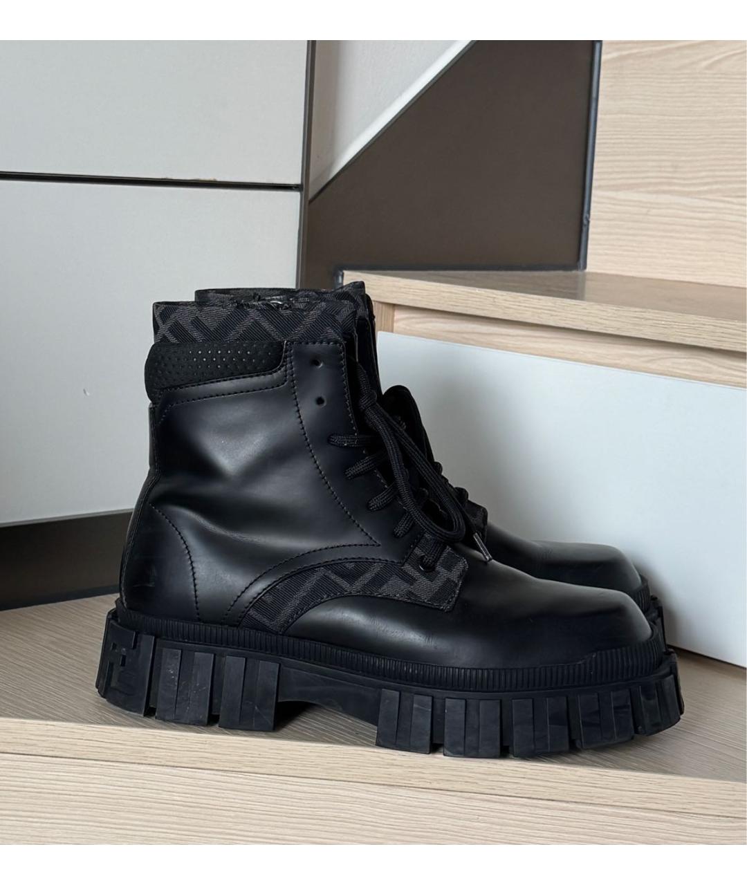 FENDI Черные кожаные ботинки, фото 9