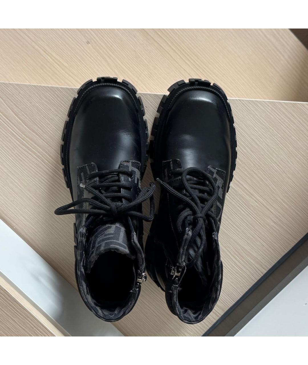 FENDI Черные кожаные ботинки, фото 3