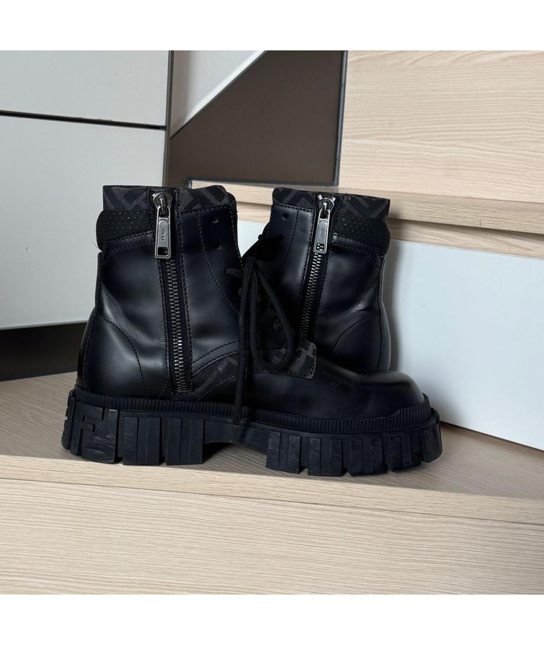 FENDI Черные кожаные ботинки, фото 7