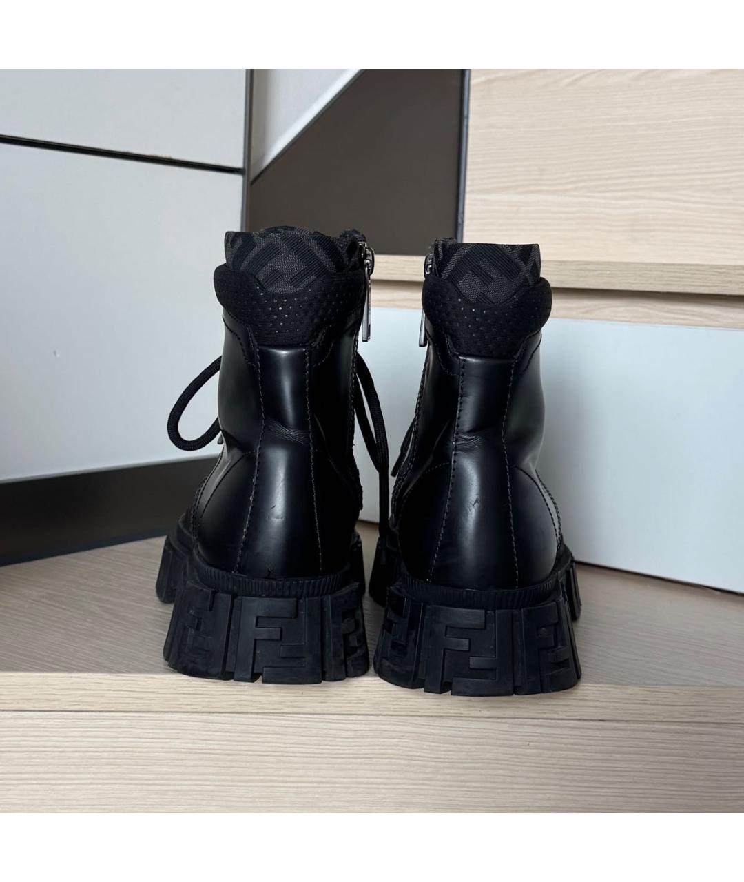 FENDI Черные кожаные ботинки, фото 4