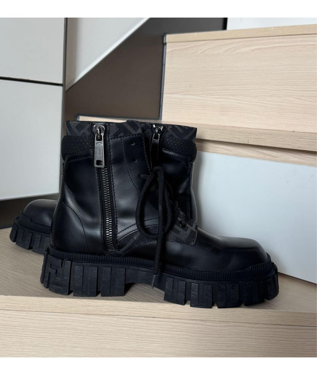 FENDI Черные кожаные ботинки, фото 8