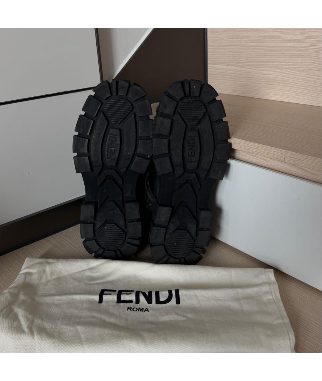 FENDI Черные кожаные ботинки, фото 5