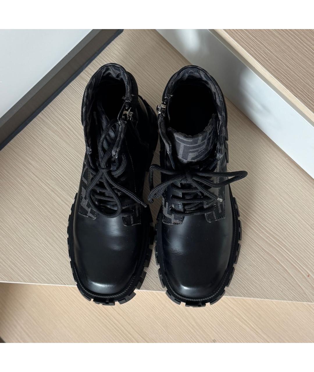 FENDI Черные кожаные ботинки, фото 2