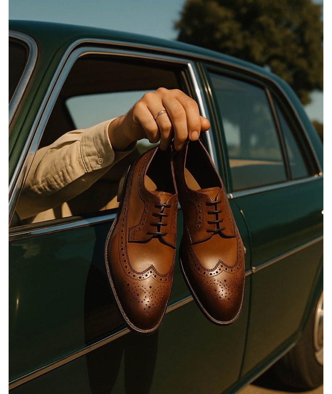 SANTONI Коричневые кожаные туфли, фото 5