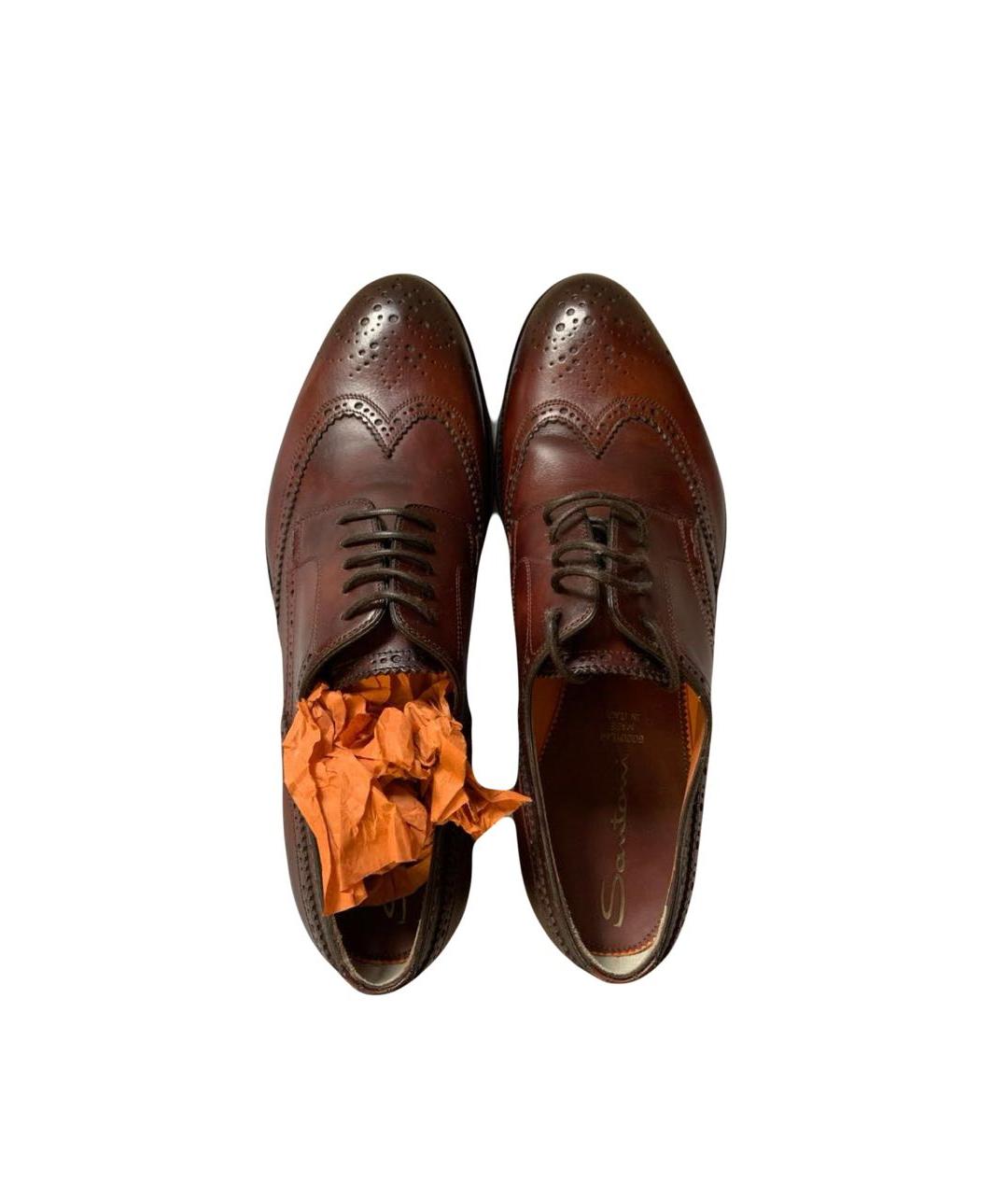 SANTONI Коричневые кожаные туфли, фото 3