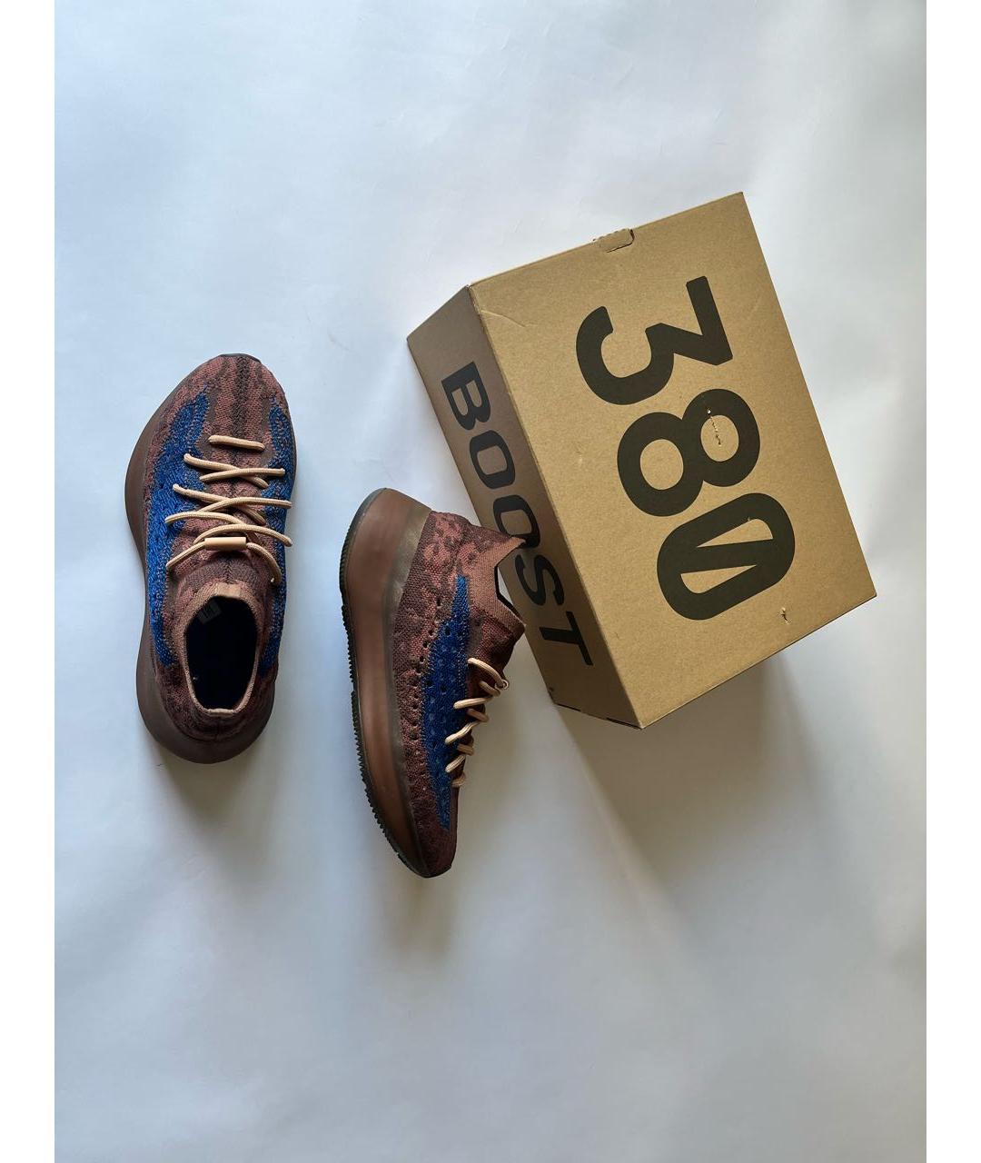 ADIDAS YEEZY Бежевые синтетические низкие кроссовки / кеды, фото 2