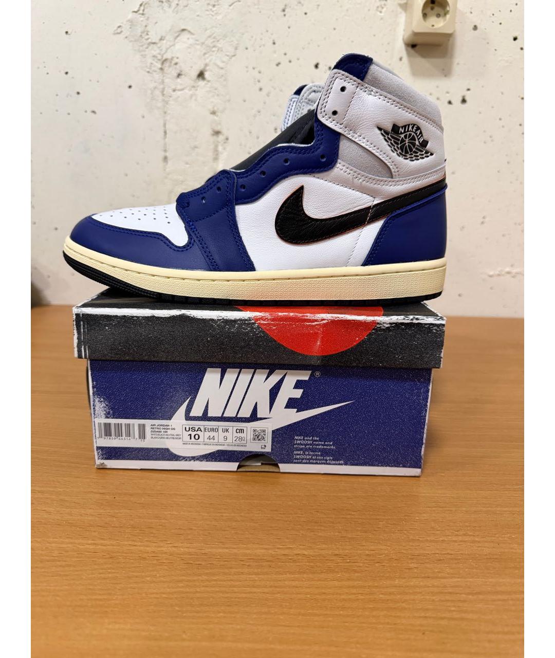 JORDAN Темно-синие кожаные высокие кроссовки / кеды, фото 9