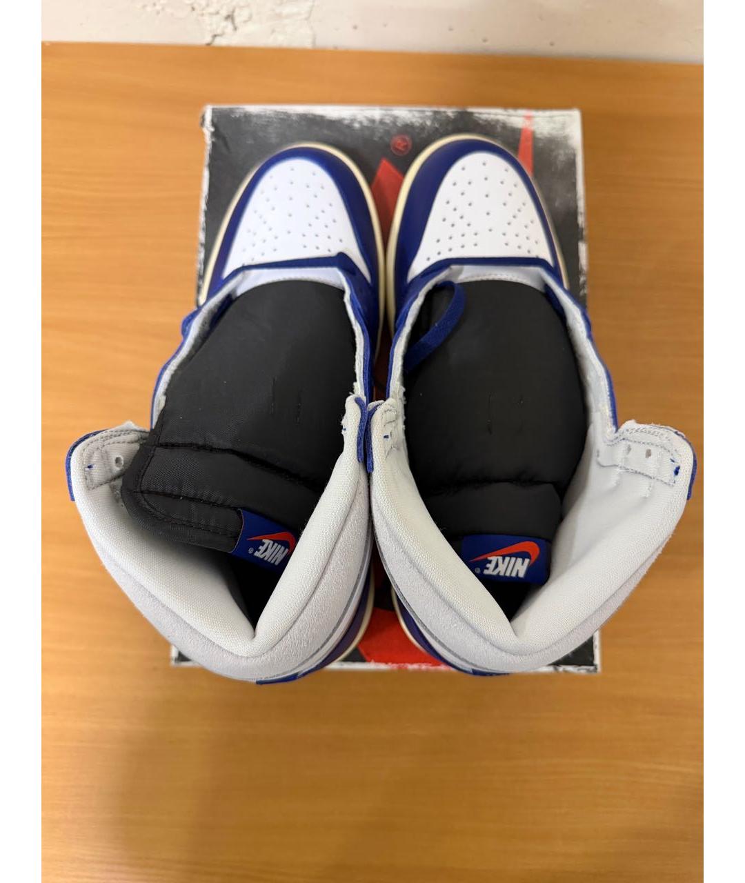 JORDAN Темно-синие кожаные высокие кроссовки / кеды, фото 3