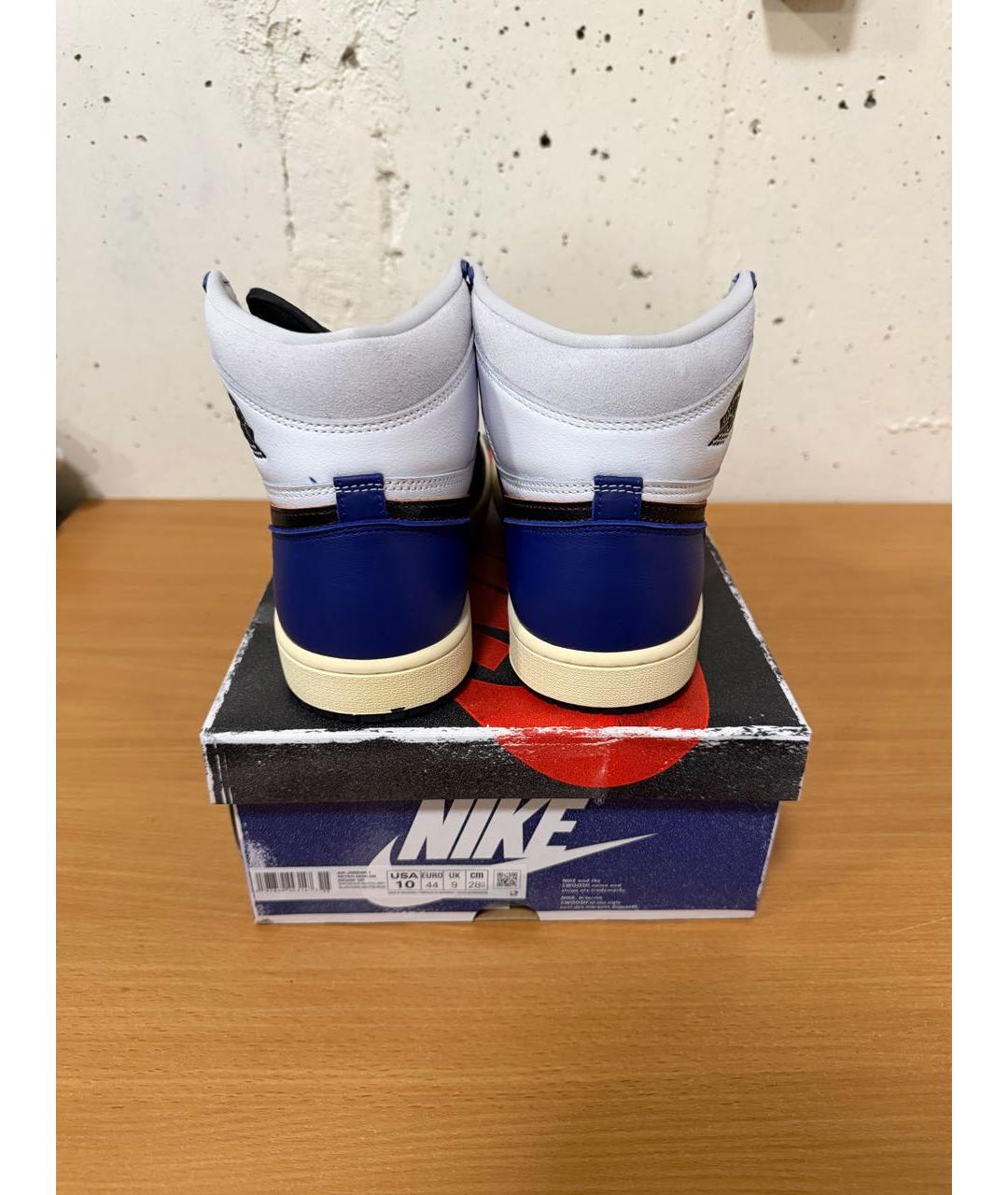 JORDAN Темно-синие кожаные высокие кроссовки / кеды, фото 4