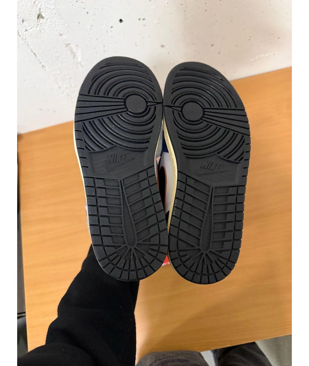 JORDAN Темно-синие кожаные высокие кроссовки / кеды, фото 5