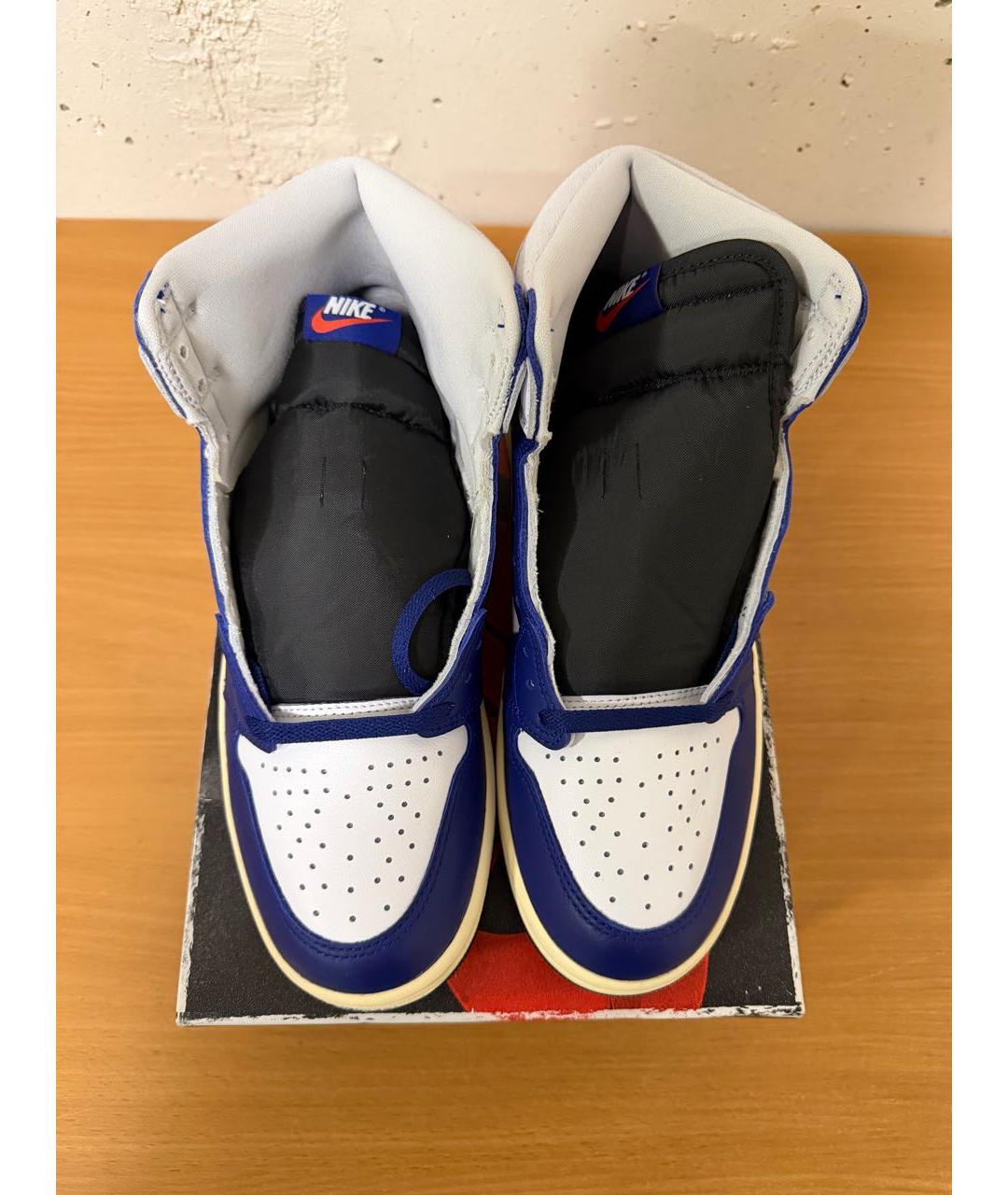 JORDAN Темно-синие кожаные высокие кроссовки / кеды, фото 2