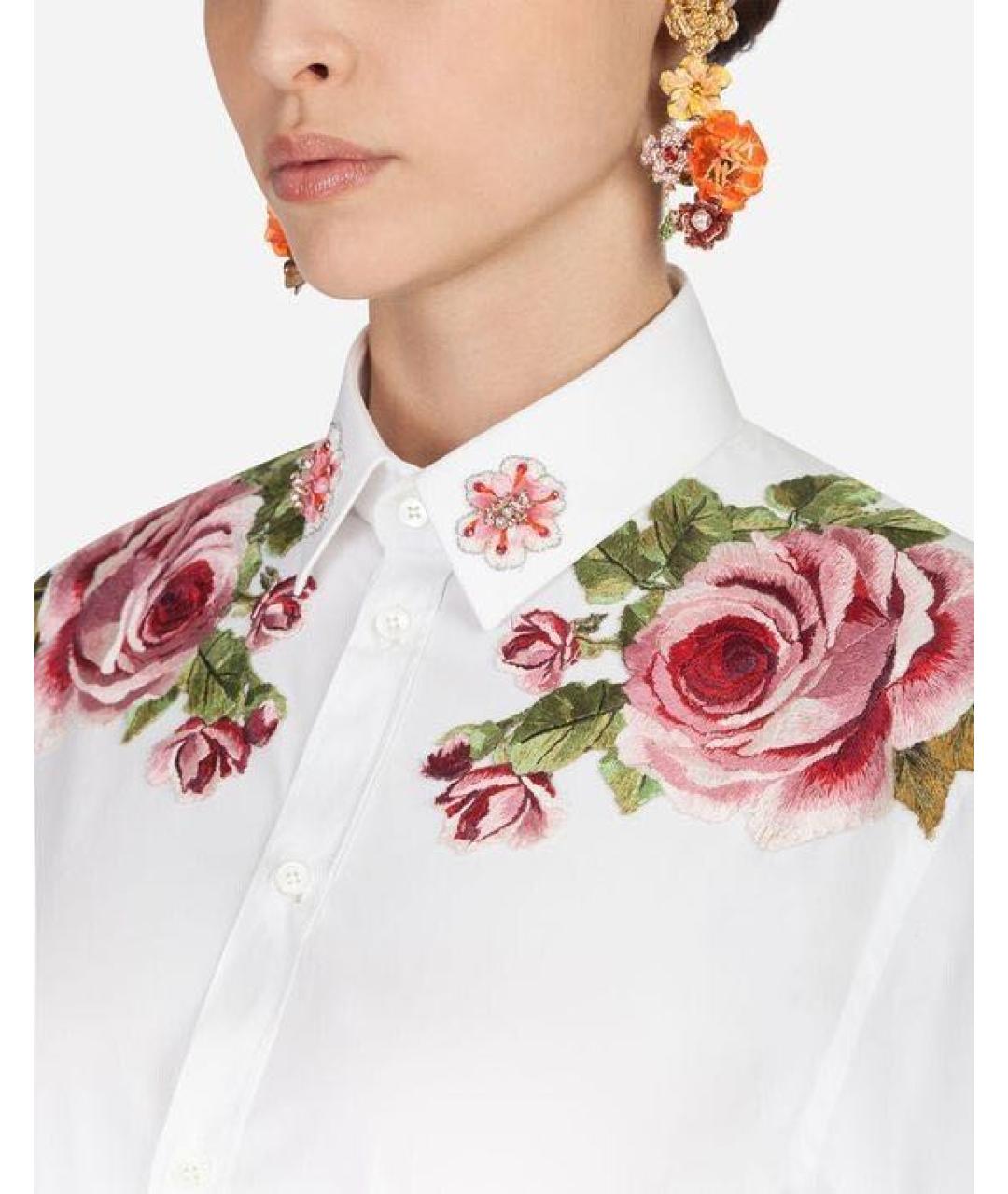 DOLCE&GABBANA Белая хлопко-эластановая рубашка, фото 4