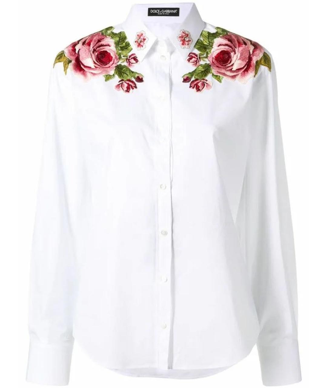 DOLCE&GABBANA Белая хлопко-эластановая рубашка, фото 1