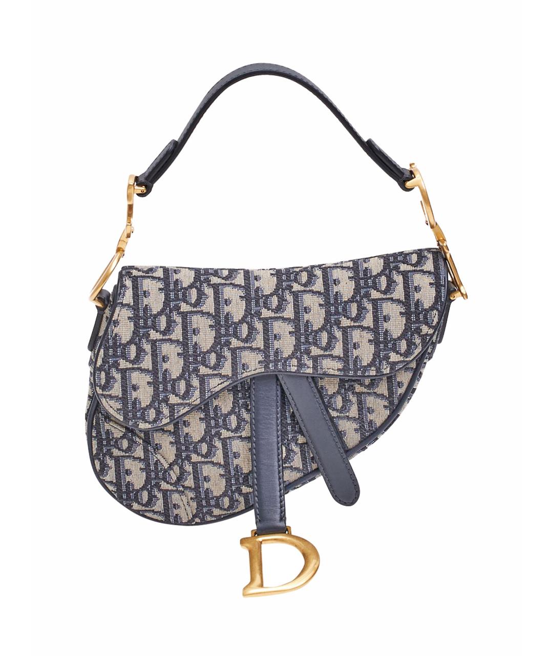 CHRISTIAN DIOR Синяя тканевая сумка с короткими ручками, фото 1